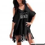 Enjocho Fashion T Shirt Womens Tassel Letter Print Baggy Swimwear Bikini Cover Up Beach Simple Mini Dress XL Black XL